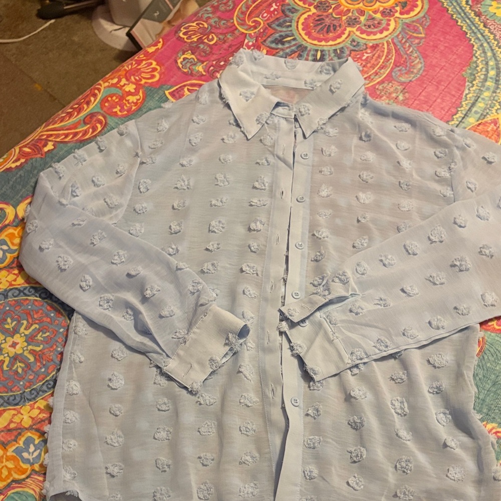Light Blue sheer button down Shirt
